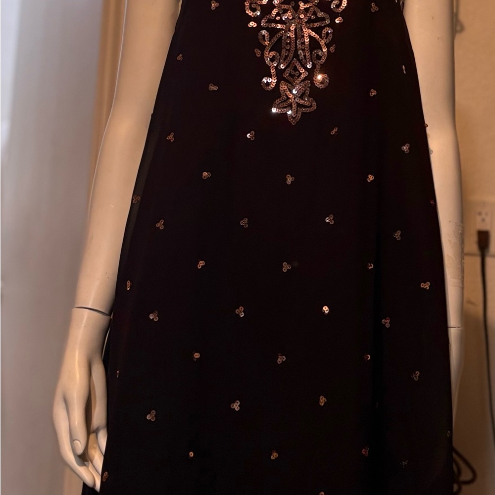 Strapless Black Dress with copper Embellishments